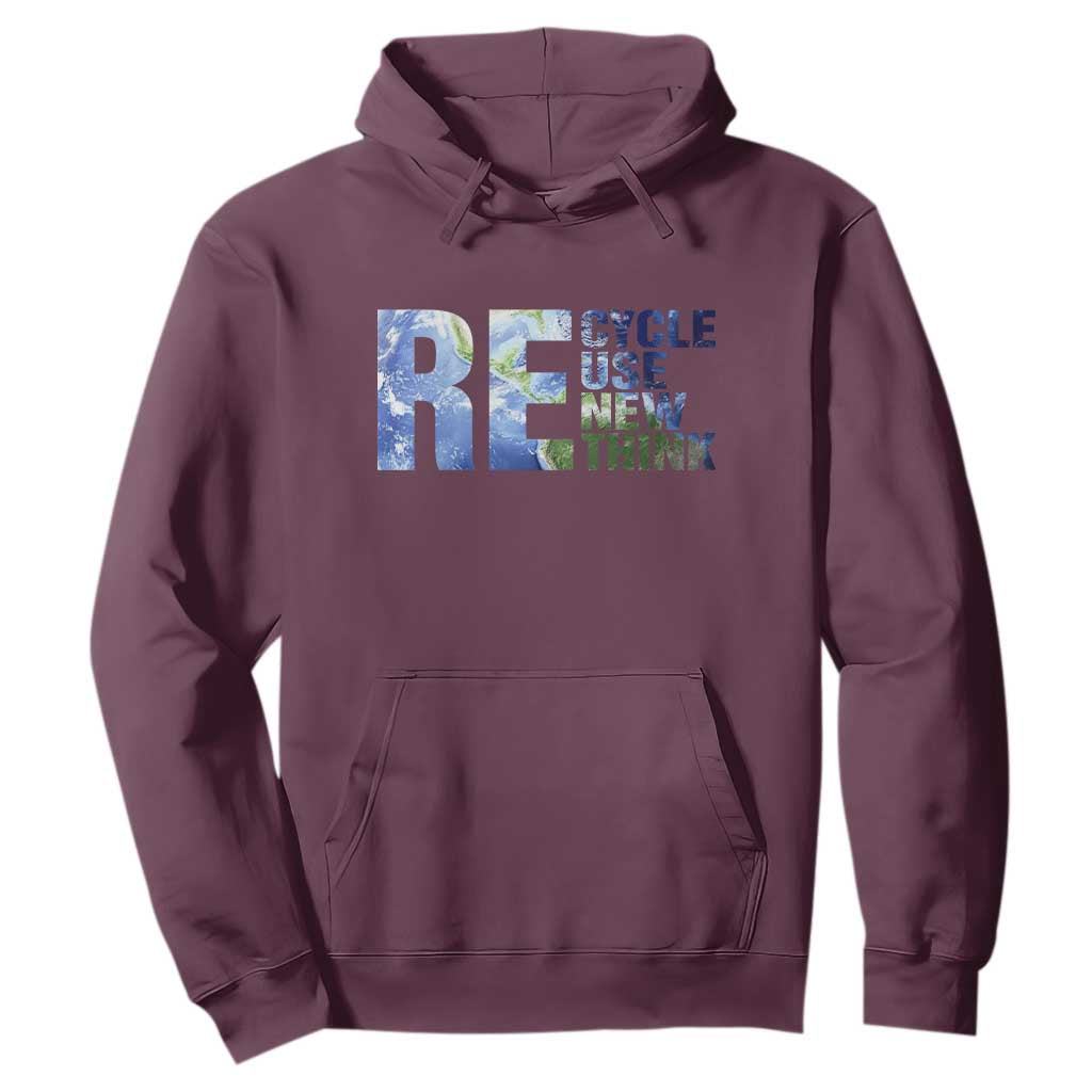 Earth Day Hoodie Recycle Reuse Renew Rethink TS14 Maroon Print Your Wear