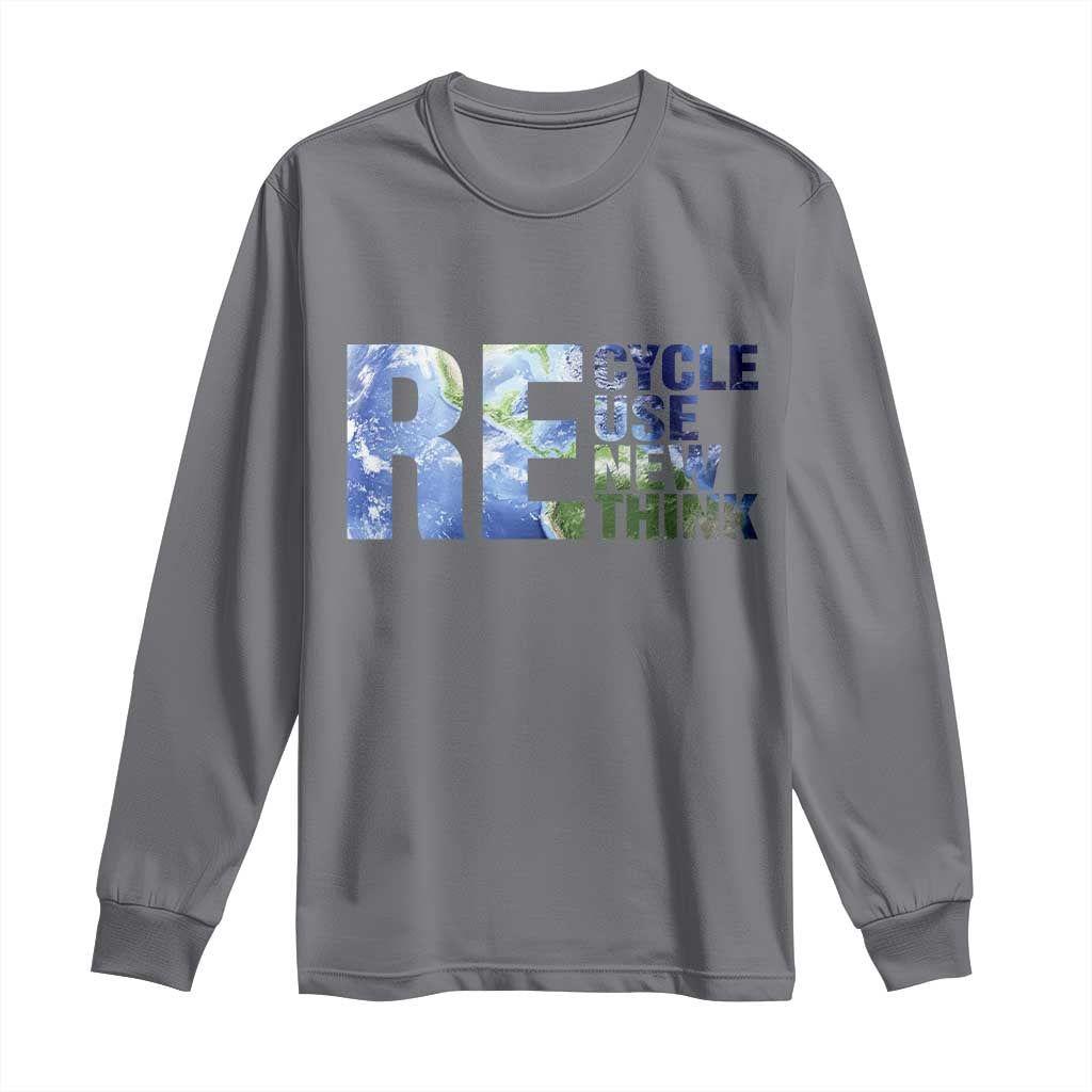 Earth Day Long Sleeve Shirt Recycle Reuse Renew Rethink TS14 Charcoal Print Your Wear