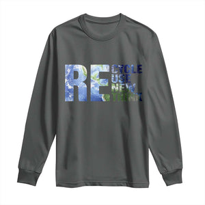 Earth Day Long Sleeve Shirt Recycle Reuse Renew Rethink TS14 Dark Heather Print Your Wear