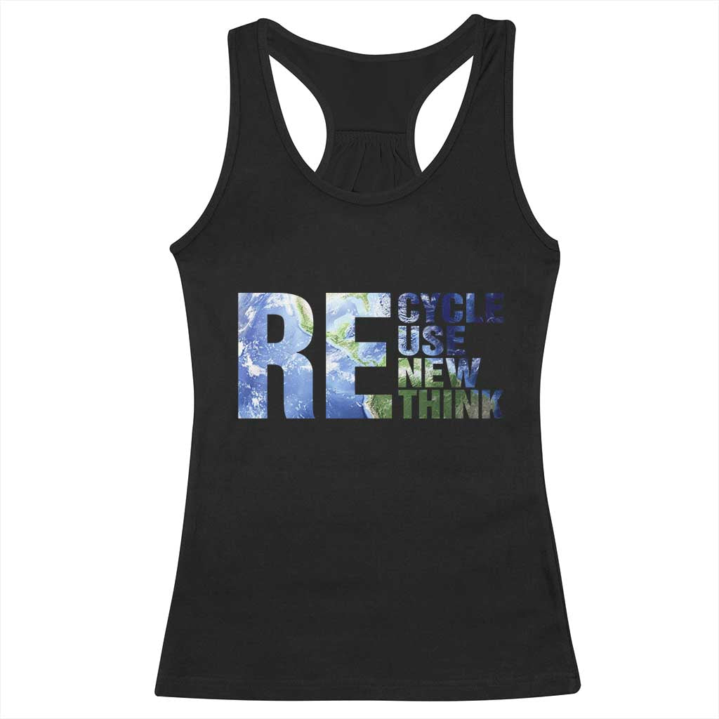 Earth Day Racerback Tank Top Recycle Reuse Renew Rethink TS14 Black Print Your Wear