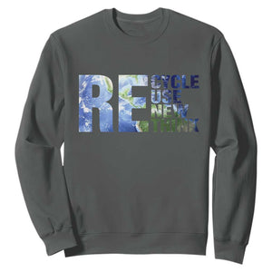 Earth Day Sweatshirt Recycle Reuse Renew Rethink TS14 Dark Heather Print Your Wear