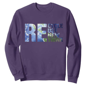 Earth Day Sweatshirt Recycle Reuse Renew Rethink TS14 Purple Print Your Wear