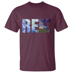 Earth Day T Shirt Recycle Reuse Renew Rethink TS14 Maroon Print Your Wear