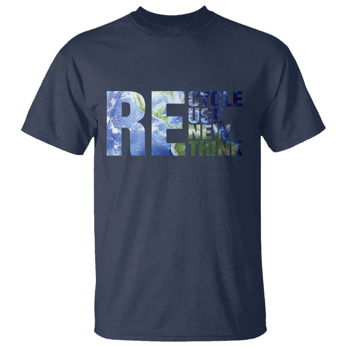 Earth Day T Shirt Recycle Reuse Renew Rethink TS14 Navy Print Your Wear