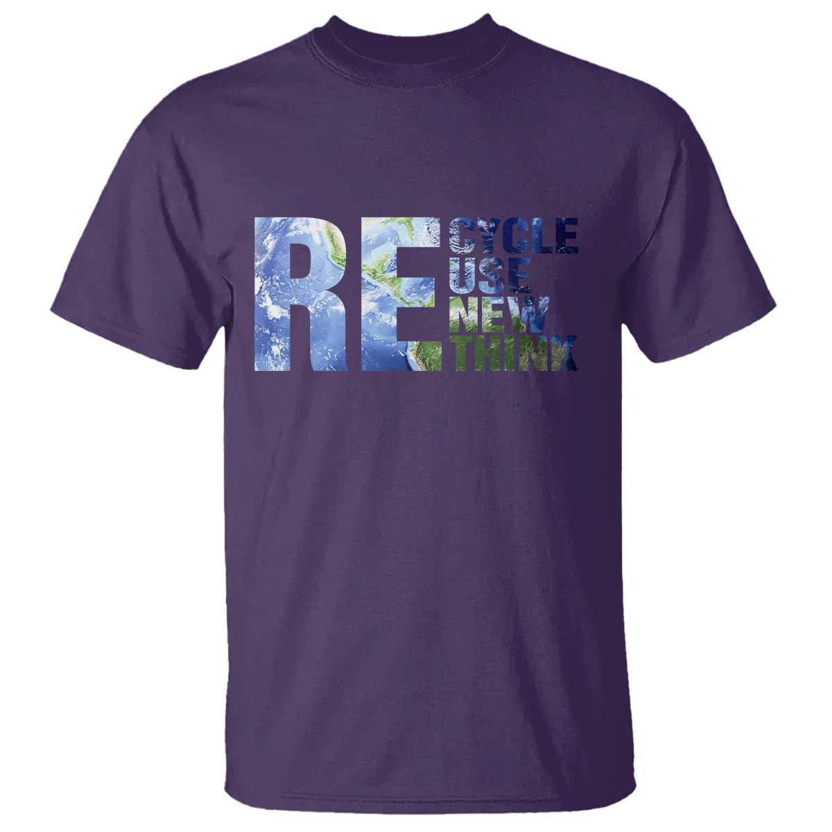 Earth Day T Shirt Recycle Reuse Renew Rethink TS14 Purple Print Your Wear