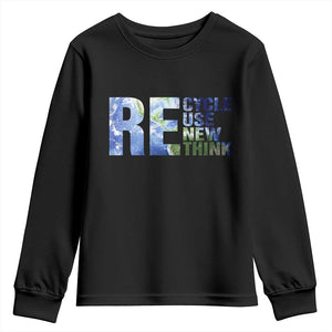 Earth Day Youth Sweatshirt Recycle Reuse Renew Rethink TS14 Black Print Your Wear