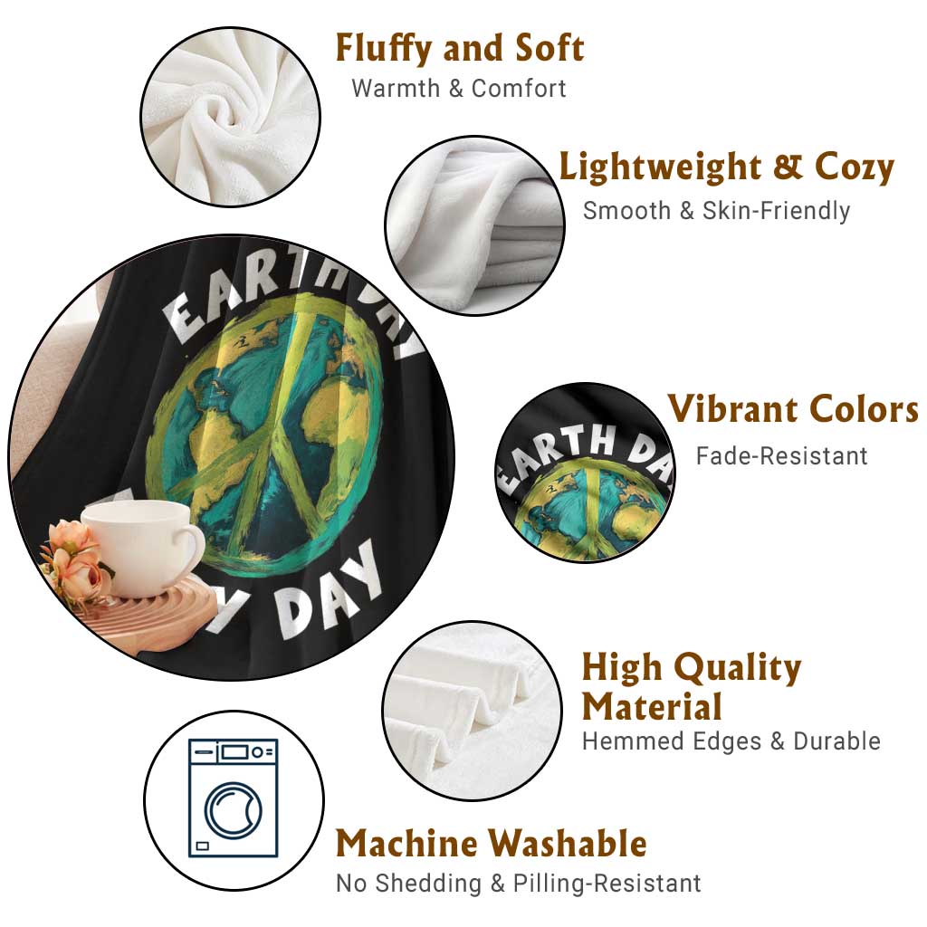 Earth Day Everyday Throw Blanket Peace Sign Nature Lover TS14 Print Your Wear