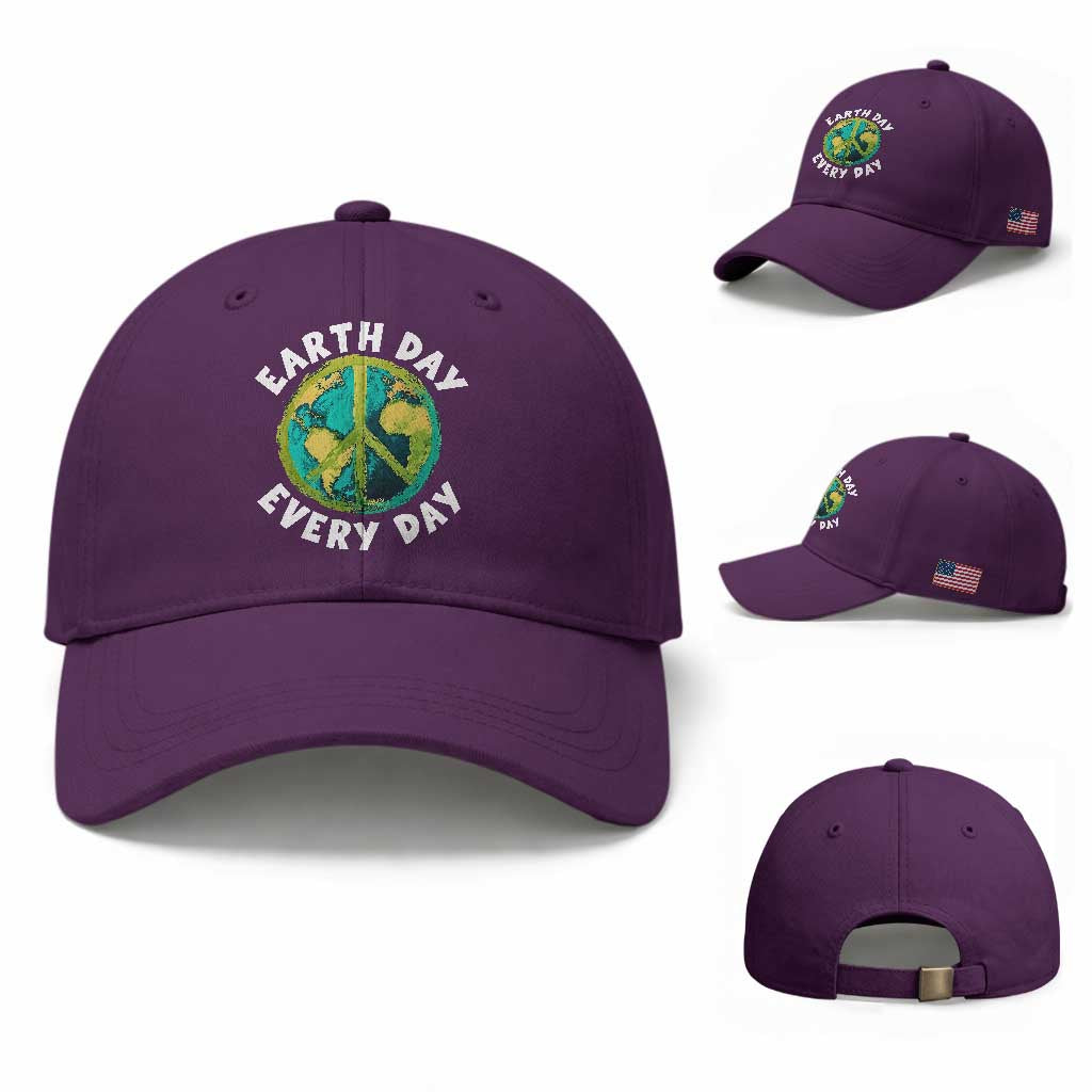 Earth Day Everyday Baseball Cap Peace Sign Nature Lover TS14 Baseball Cap Universal Fit Purple Print Your Wear