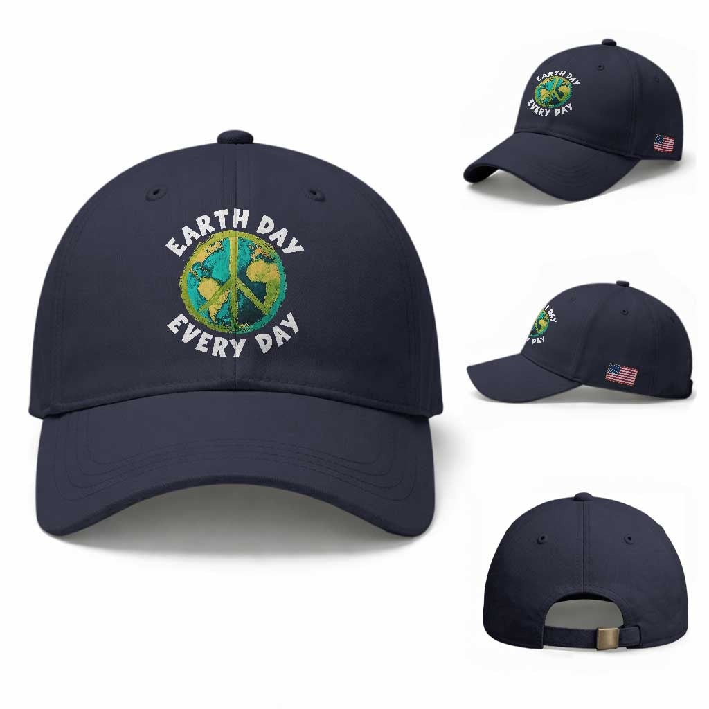 Earth Day Everyday Baseball Cap Peace Sign Nature Lover TS14 Baseball Cap Universal Fit Navy Print Your Wear