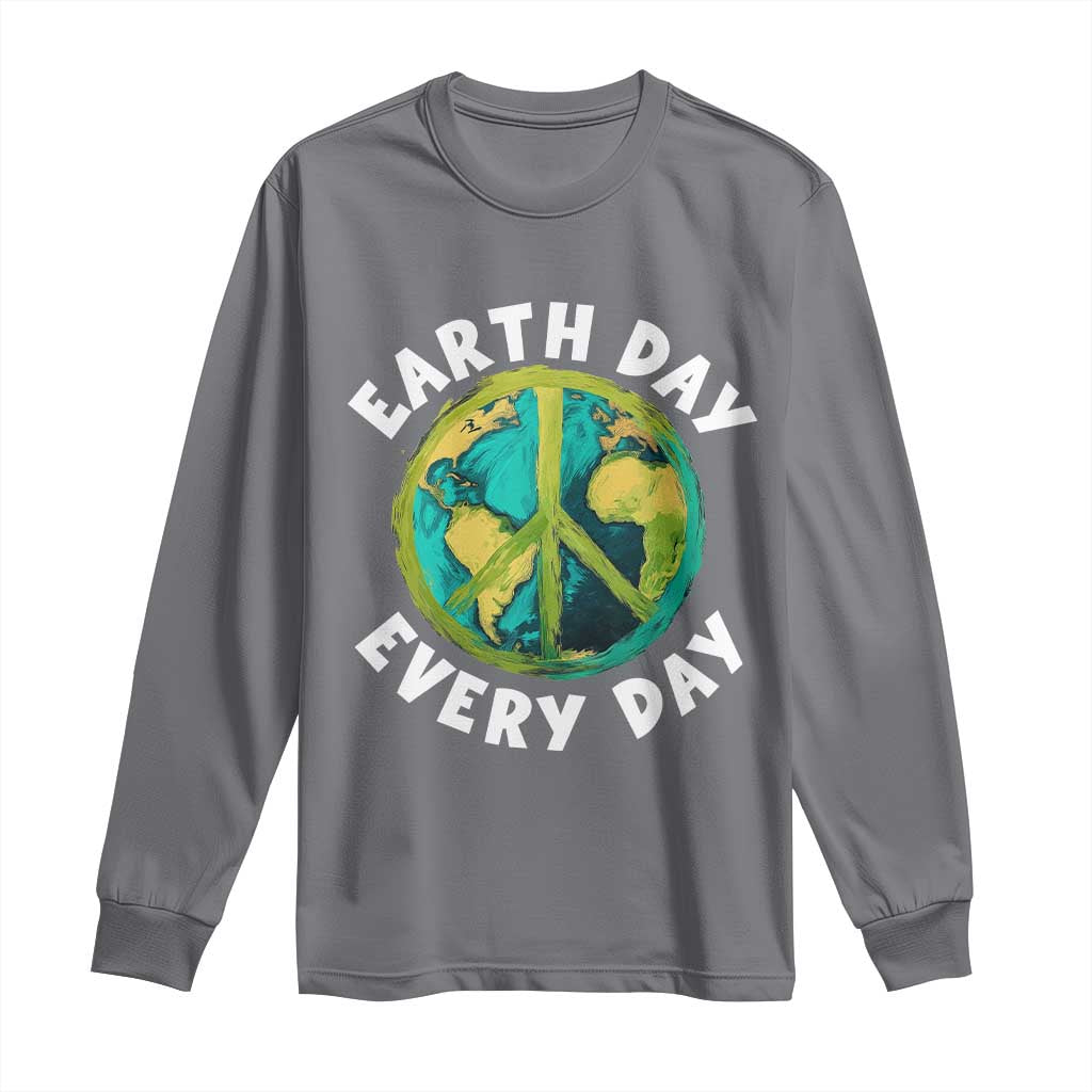 Earth Day Everyday Long Sleeve Shirt Peace Sign Nature Lover TS14 Charcoal Print Your Wear