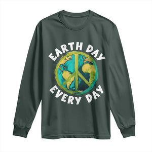 Earth Day Everyday Long Sleeve Shirt Peace Sign Nature Lover TS14 Dark Forest Green Print Your Wear