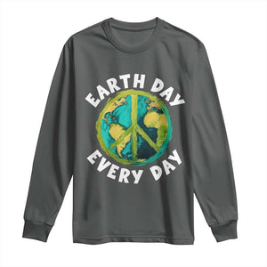 Earth Day Everyday Long Sleeve Shirt Peace Sign Nature Lover TS14 Dark Heather Print Your Wear