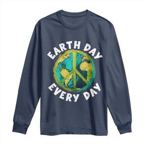 Earth Day Everyday Long Sleeve Shirt Peace Sign Nature Lover TS14 Navy Print Your Wear