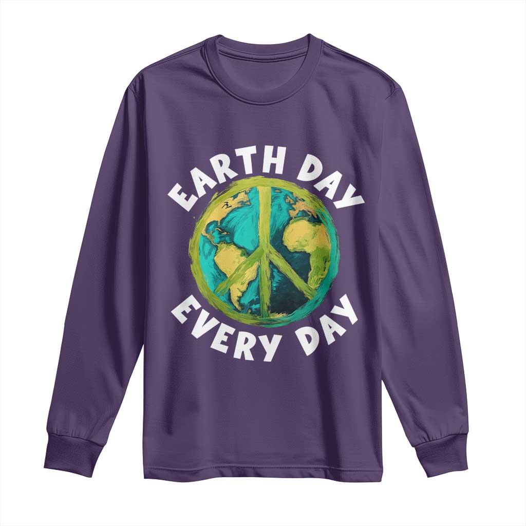 Earth Day Everyday Long Sleeve Shirt Peace Sign Nature Lover TS14 Purple Print Your Wear