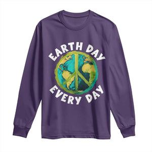 Earth Day Everyday Long Sleeve Shirt Peace Sign Nature Lover TS14 Purple Print Your Wear
