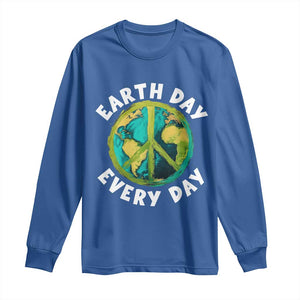 Earth Day Everyday Long Sleeve Shirt Peace Sign Nature Lover TS14 Royal Blue Print Your Wear