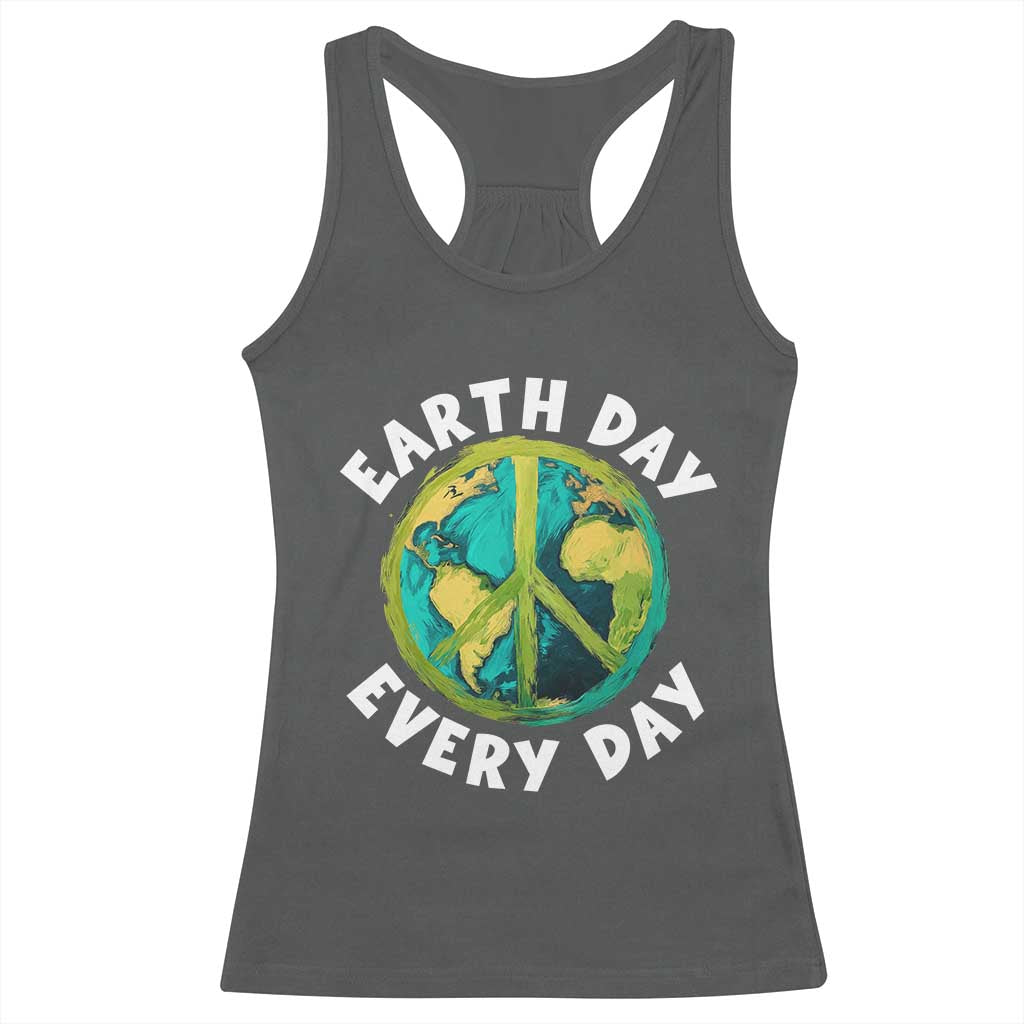 Earth Day Everyday Racerback Tank Top Peace Sign Nature Lover TS14 Dark Heather Print Your Wear