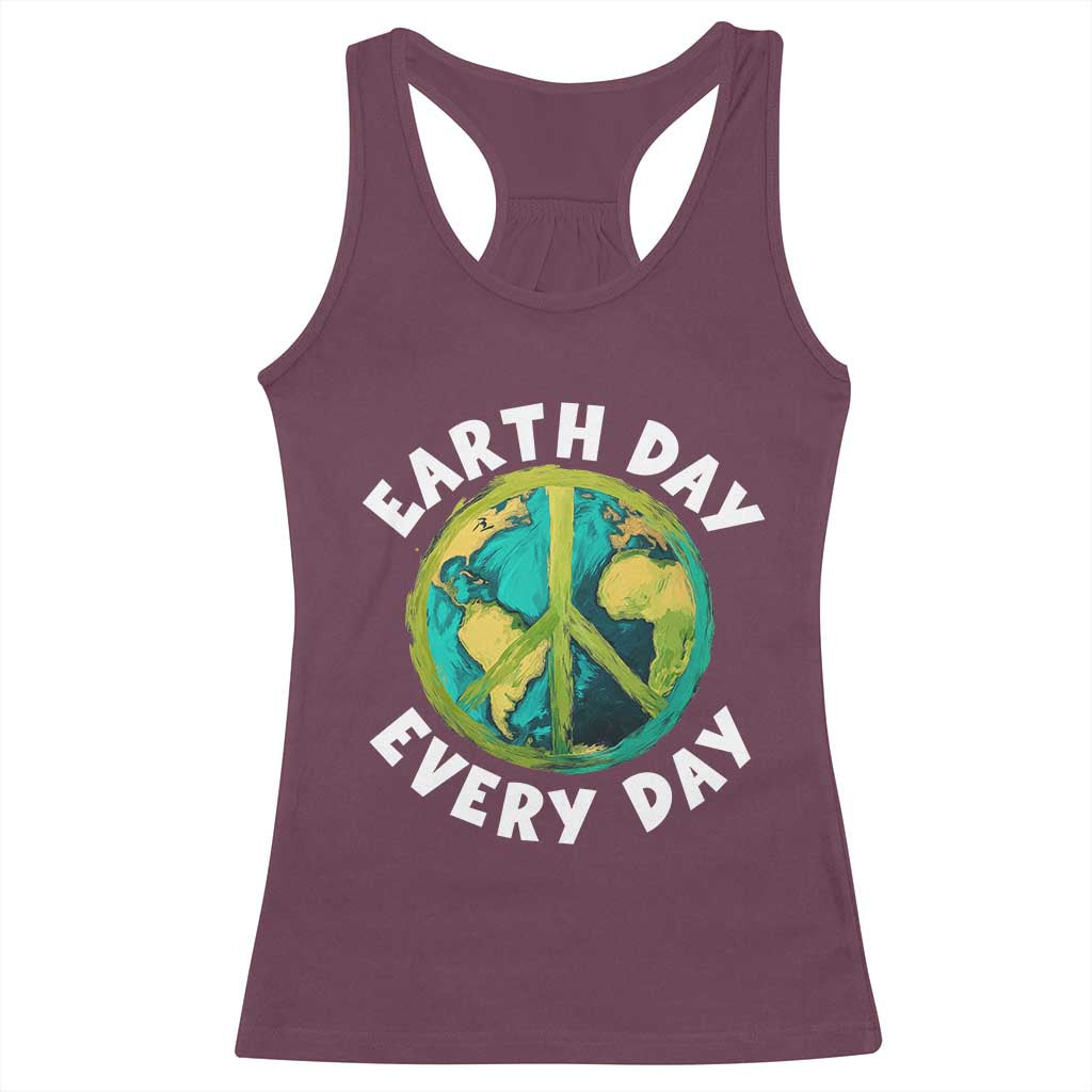 Earth Day Everyday Racerback Tank Top Peace Sign Nature Lover TS14 Maroon Print Your Wear