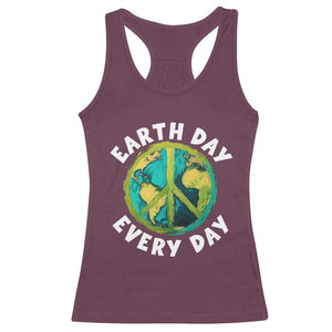 Earth Day Everyday Racerback Tank Top Peace Sign Nature Lover TS14 Maroon Print Your Wear