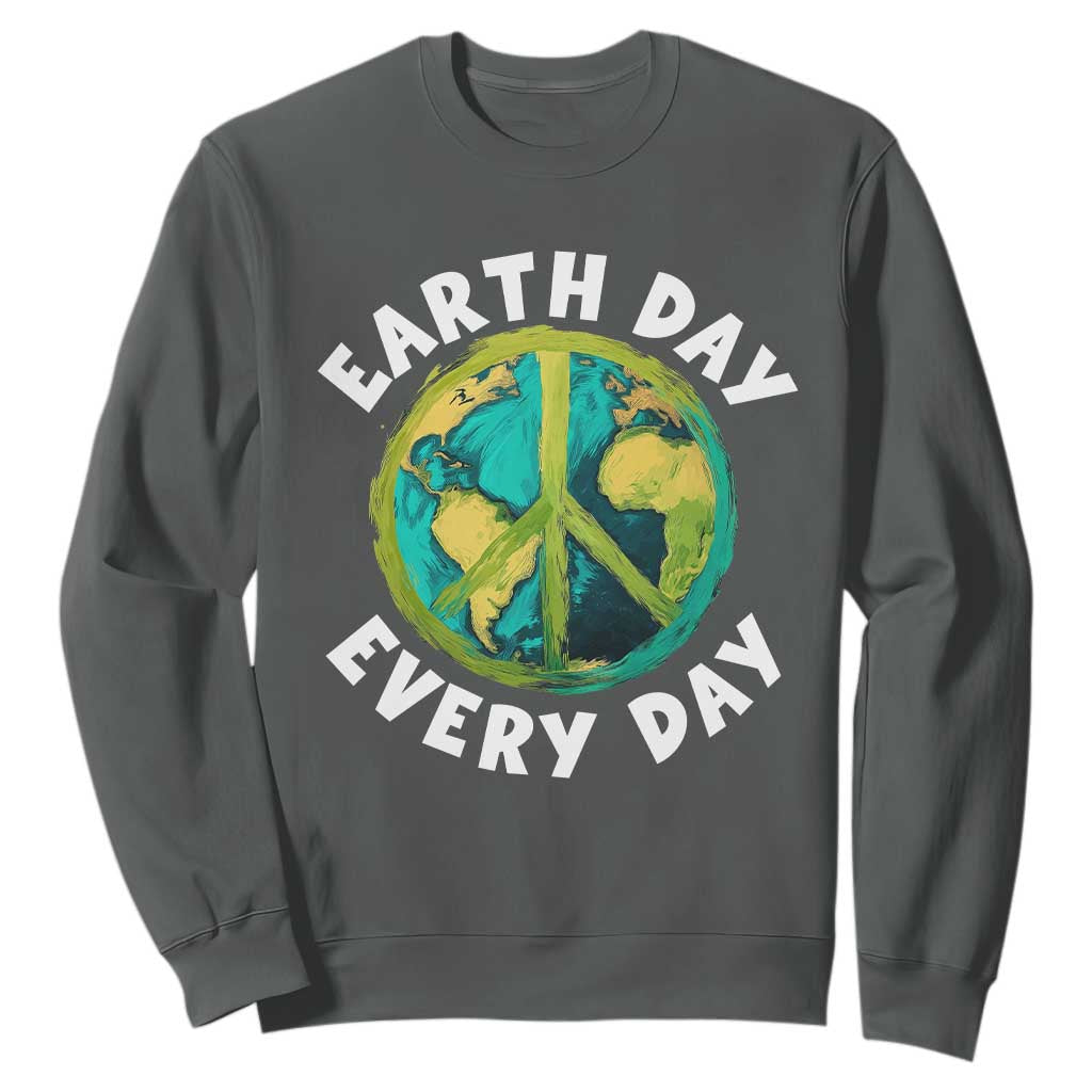 Earth Day Everyday Sweatshirt Peace Sign Nature Lover TS14 Dark Heather Print Your Wear