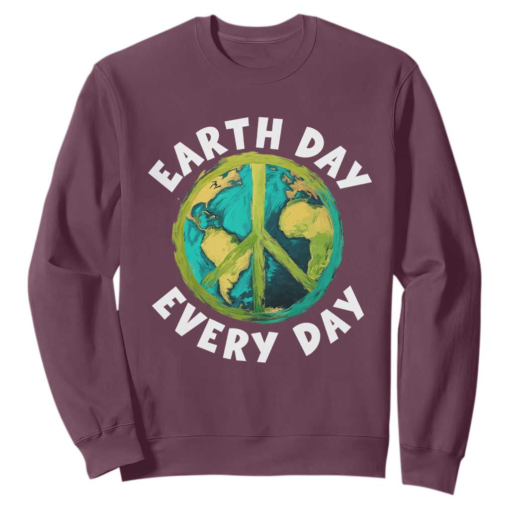 Earth Day Everyday Sweatshirt Peace Sign Nature Lover TS14 Maroon Print Your Wear