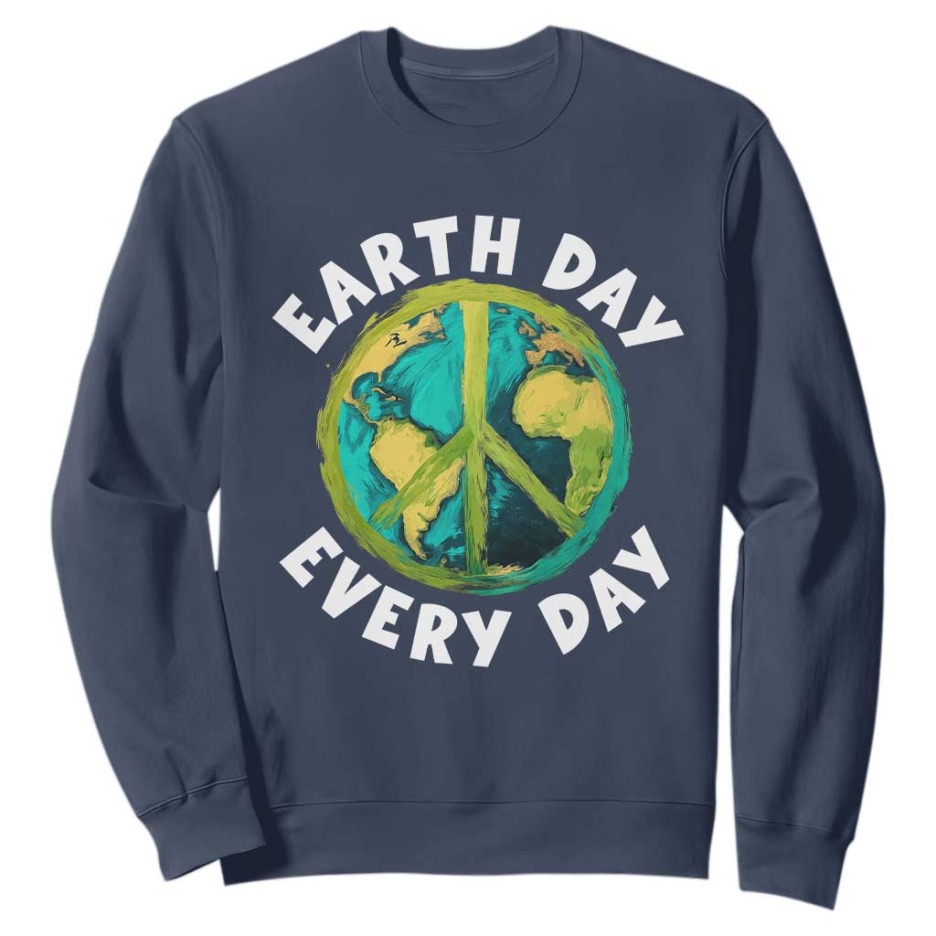 Earth Day Everyday Sweatshirt Peace Sign Nature Lover TS14 Navy Print Your Wear
