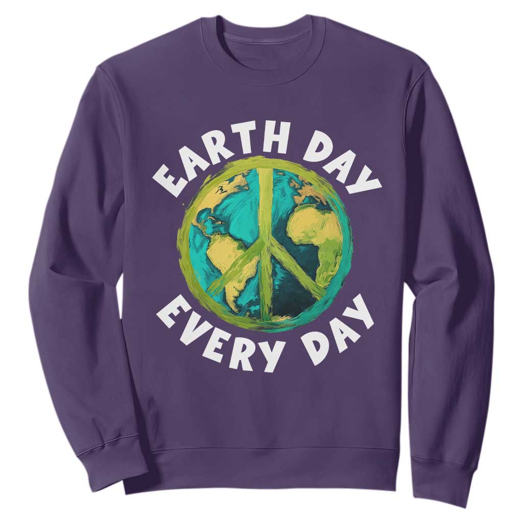 Earth Day Everyday Sweatshirt Peace Sign Nature Lover TS14 Purple Print Your Wear