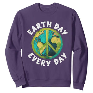 Earth Day Everyday Sweatshirt Peace Sign Nature Lover TS14 Purple Print Your Wear