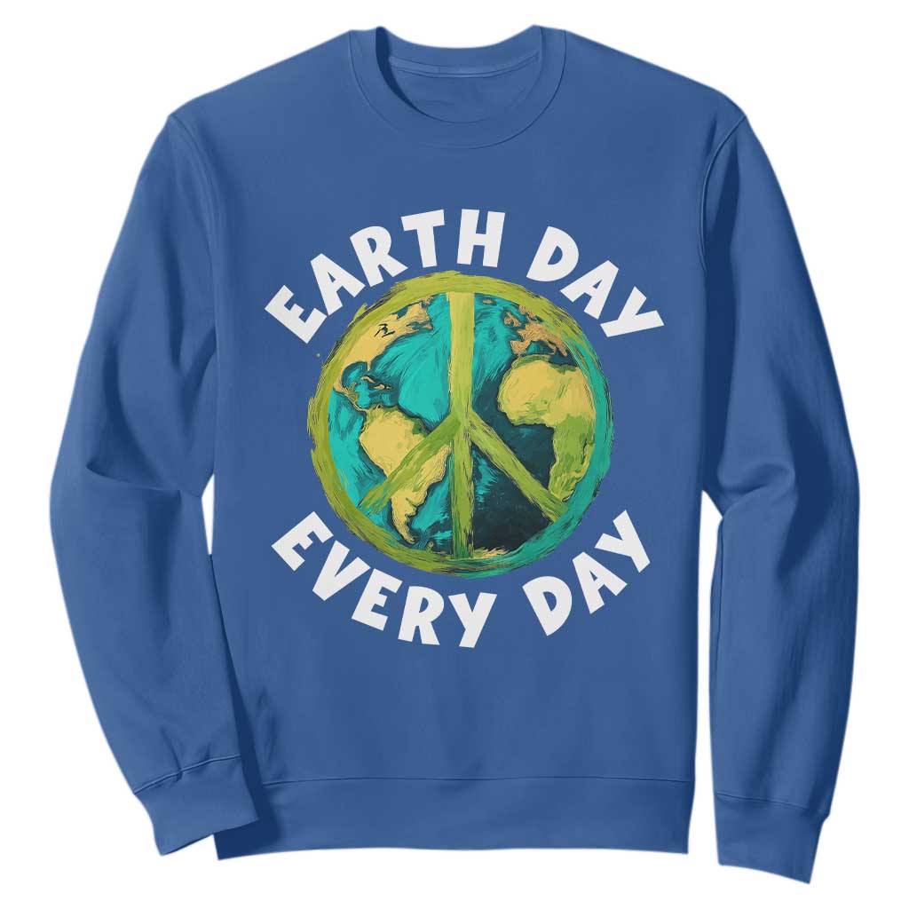 Earth Day Everyday Sweatshirt Peace Sign Nature Lover TS14 Royal Blue Print Your Wear