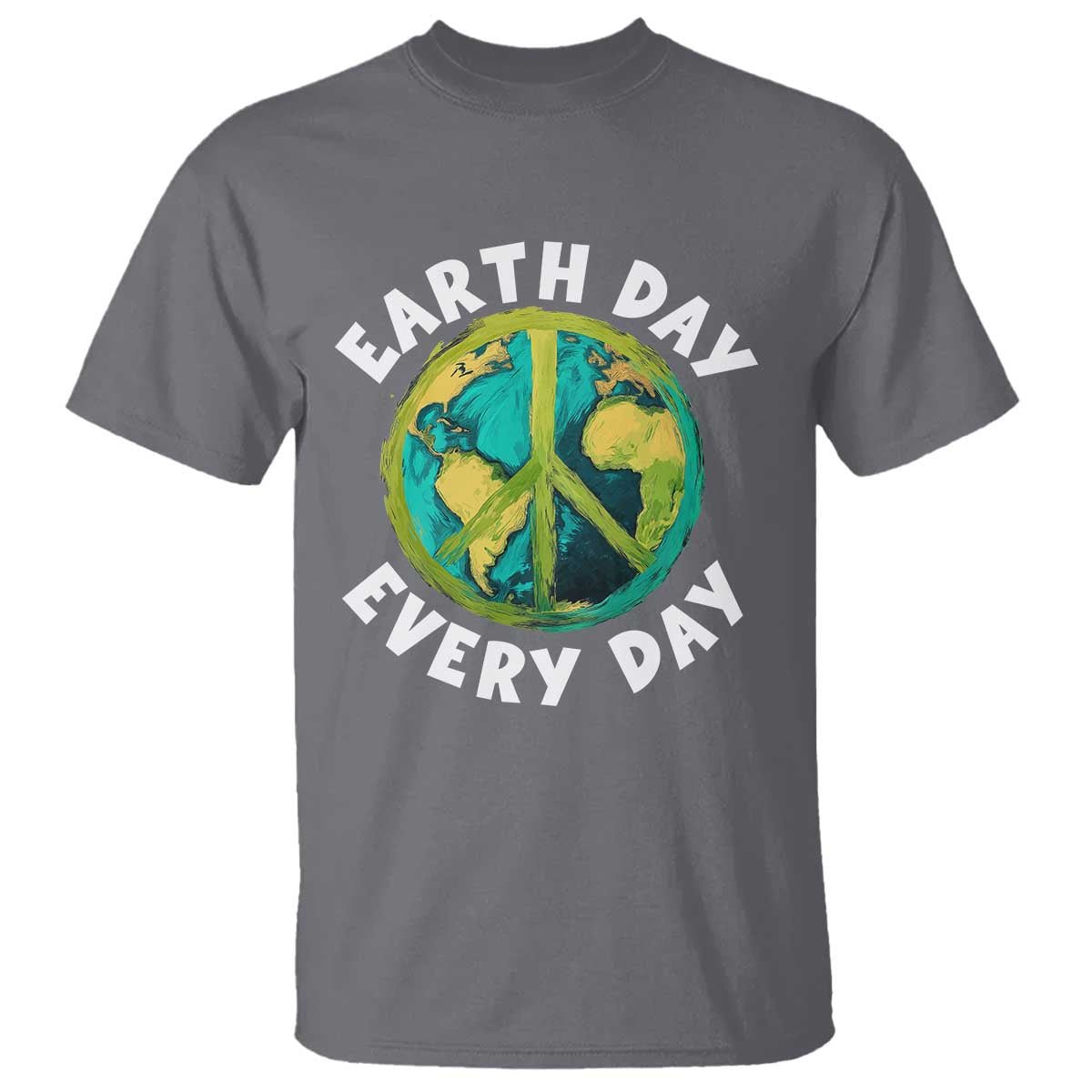 Earth Day Everyday T Shirt Peace Sign Nature Lover TS14 Charcoal Print Your Wear