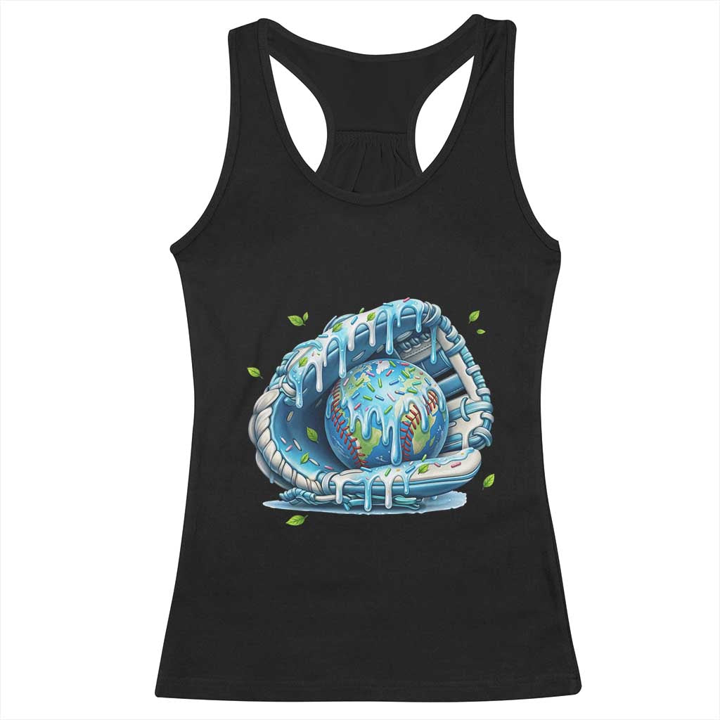 Earth Day Racerback Tank Top Funny Baseball Ice Cream Drip Glove Eco Friendly TS14 Black Print Your Wear