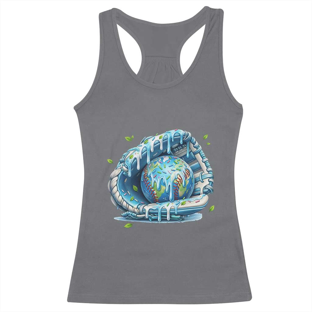 Earth Day Racerback Tank Top Funny Baseball Ice Cream Drip Glove Eco Friendly TS14 Charcoal Print Your Wear