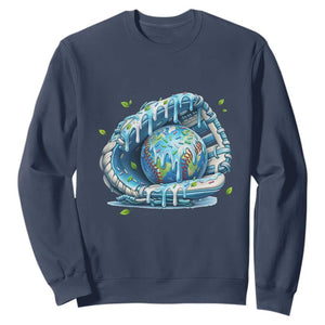 Earth Day Sweatshirt Funny Baseball Ice Cream Drip Glove Eco Friendly TS14 Navy Print Your Wear