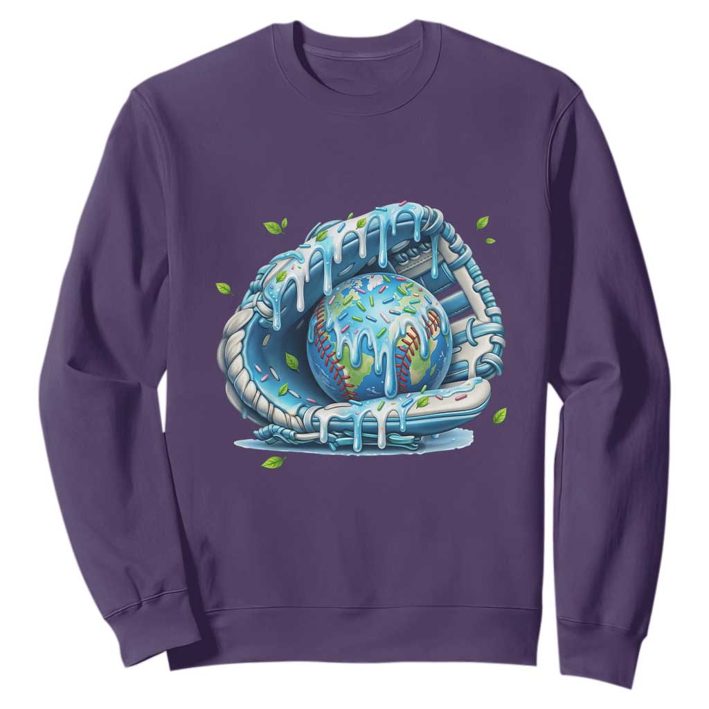Earth Day Sweatshirt Funny Baseball Ice Cream Drip Glove Eco Friendly TS14 Purple Print Your Wear