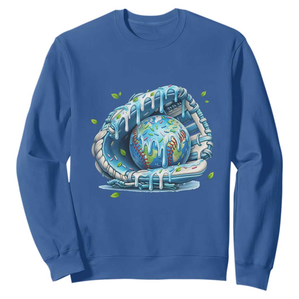 Earth Day Sweatshirt Funny Baseball Ice Cream Drip Glove Eco Friendly TS14 Royal Blue Print Your Wear