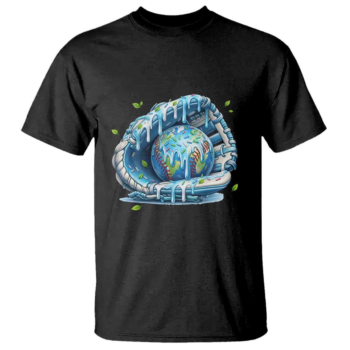 Earth Day T Shirt Funny Baseball Ice Cream Drip Glove Eco Friendly TS14 Black Print Your Wear