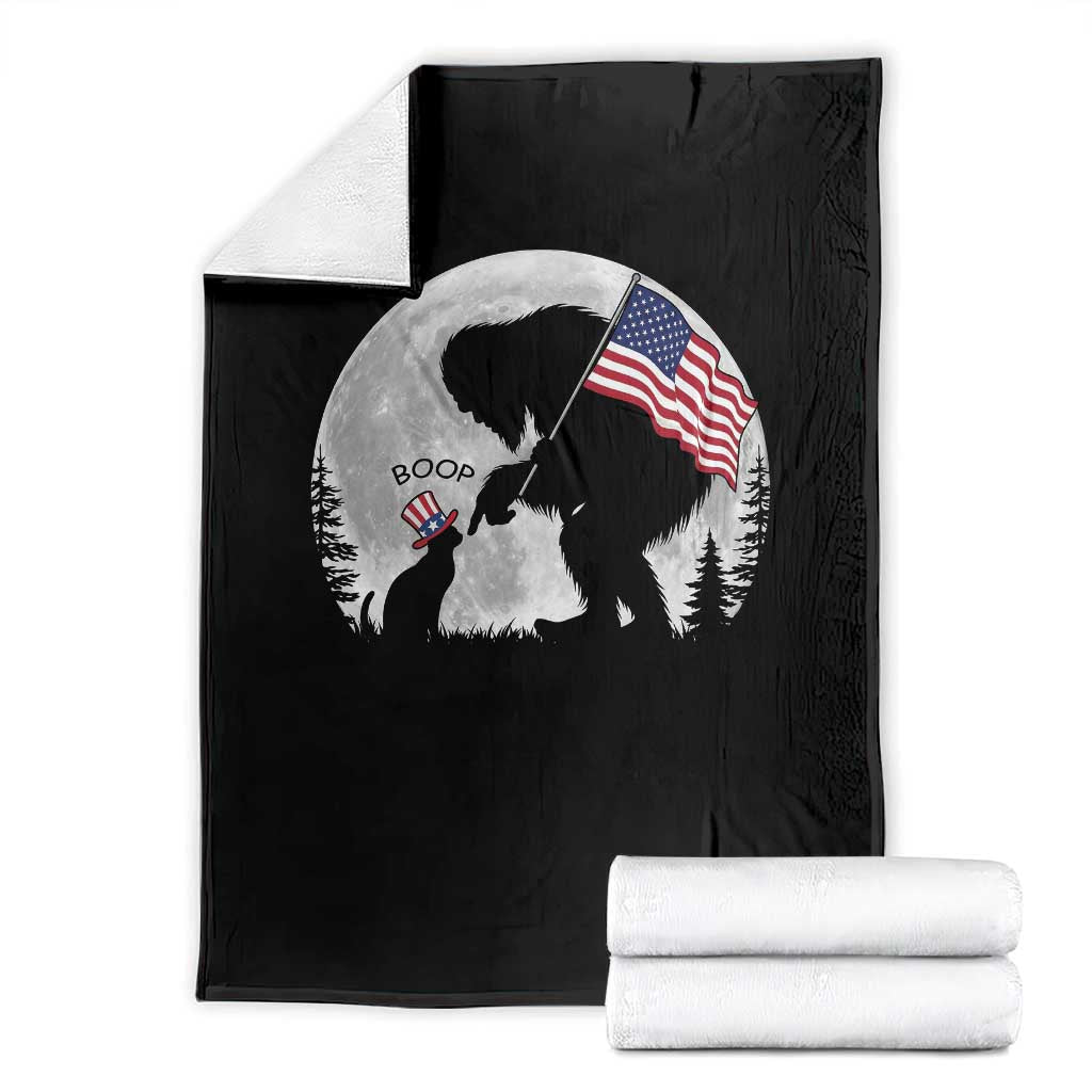 Bigfoot Boop Cat Moon Throw Blanket Funny Sasquatch Meme 4th of July TS14 Black Print Your Wear