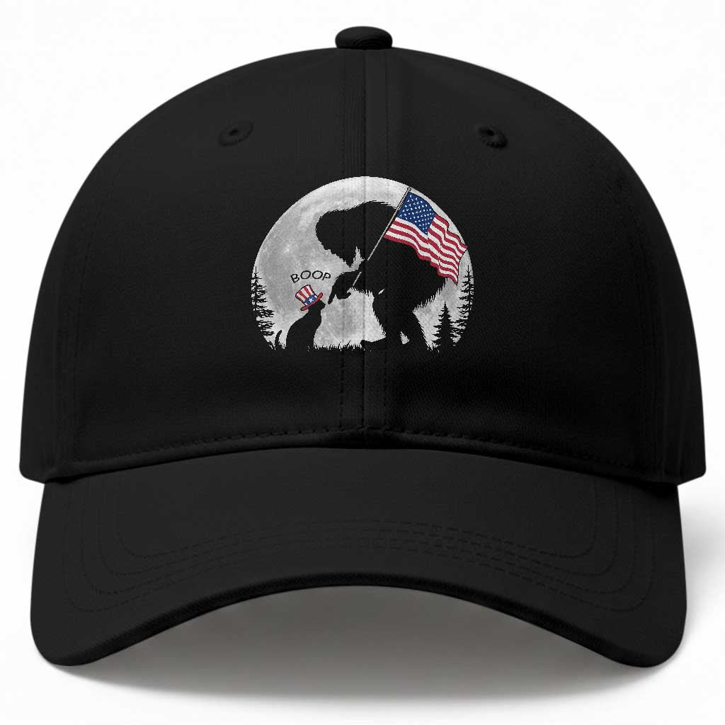 Bigfoot Boop Cat Moon Baseball Cap Funny Sasquatch Meme 4th of July TS14 Print Your Wear