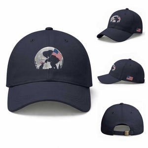 Bigfoot Boop Cat Moon Baseball Cap Funny Sasquatch Meme 4th of July TS14 Baseball Cap Universal Fit Navy Print Your Wear