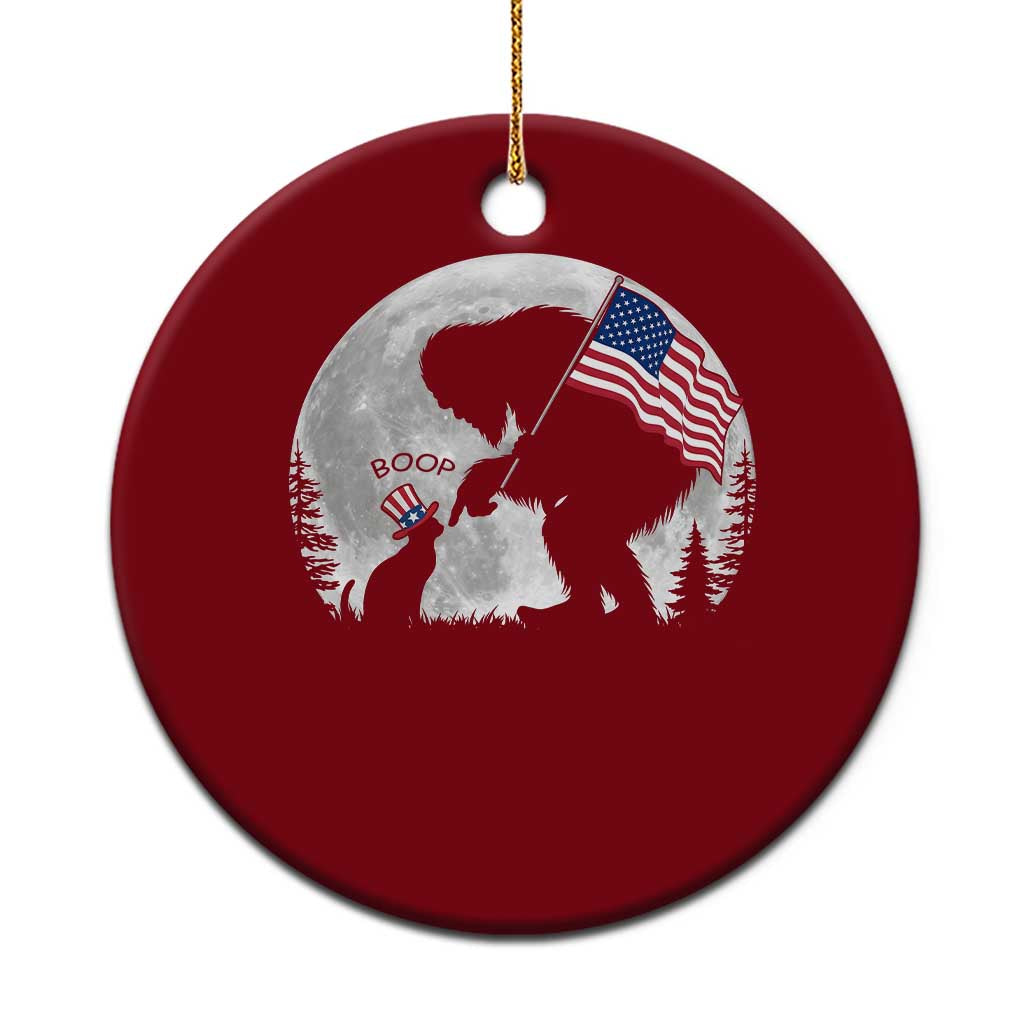 Bigfoot Boop Cat Moon Ceramic Ornament Funny Sasquatch Meme 4th of July TS14 1pc Red Print Your Wear