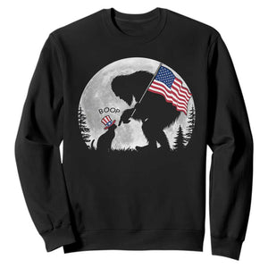Bigfoot Boop Cat Moon Sweatshirt Funny Sasquatch Meme 4th of July TS14 Black Print Your Wear