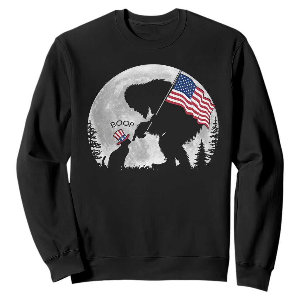 Bigfoot Boop Cat Moon Sweatshirt Funny Sasquatch Meme 4th of July TS14 Black Print Your Wear