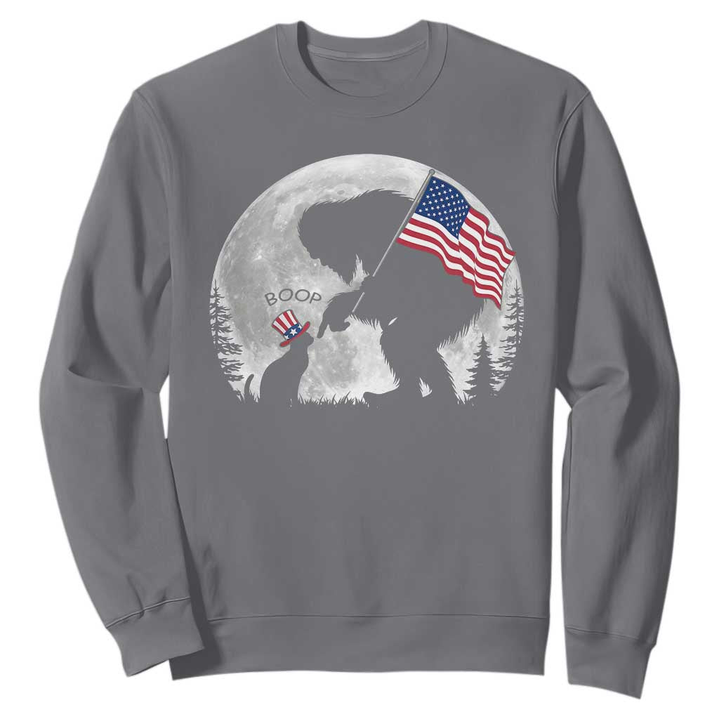 Bigfoot Boop Cat Moon Sweatshirt Funny Sasquatch Meme 4th of July TS14 Charcoal Print Your Wear