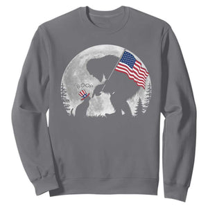 Bigfoot Boop Cat Moon Sweatshirt Funny Sasquatch Meme 4th of July TS14 Charcoal Print Your Wear