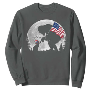 Bigfoot Boop Cat Moon Sweatshirt Funny Sasquatch Meme 4th of July TS14 Dark Heather Print Your Wear