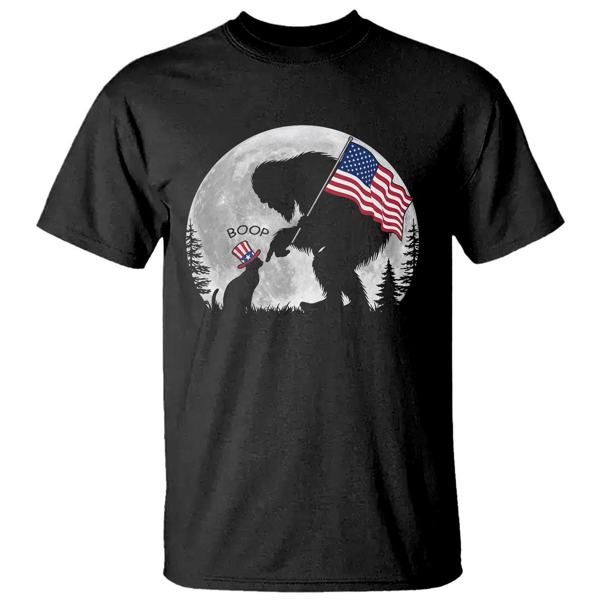 Bigfoot Boop Cat Moon T Shirt Funny Sasquatch Meme 4th of July TS14 Black Print Your Wear