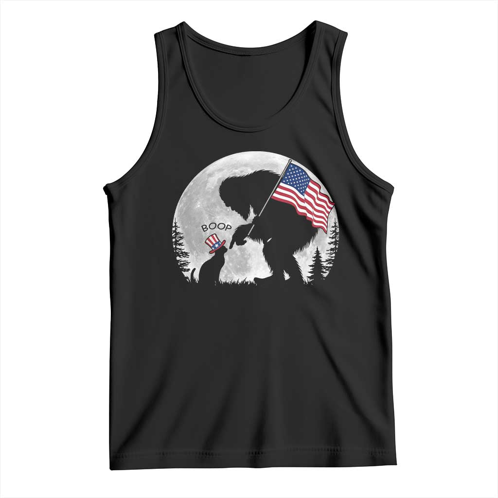 Bigfoot Boop Cat Moon Tank Top Funny Sasquatch Meme 4th of July TS14 Black Print Your Wear
