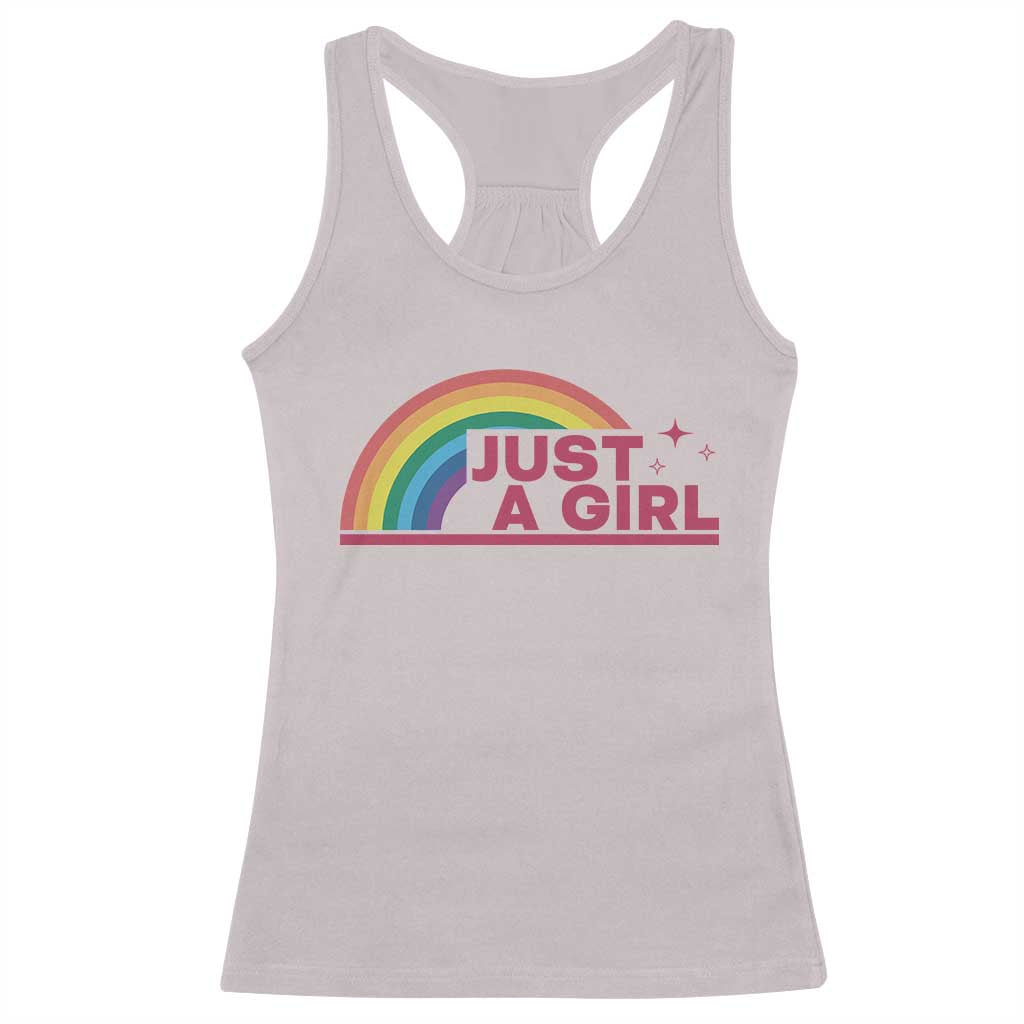 Just A Girl LGBTQ Pride Month Racerback Tank Top TS14 Ice Gray Print Your Wear