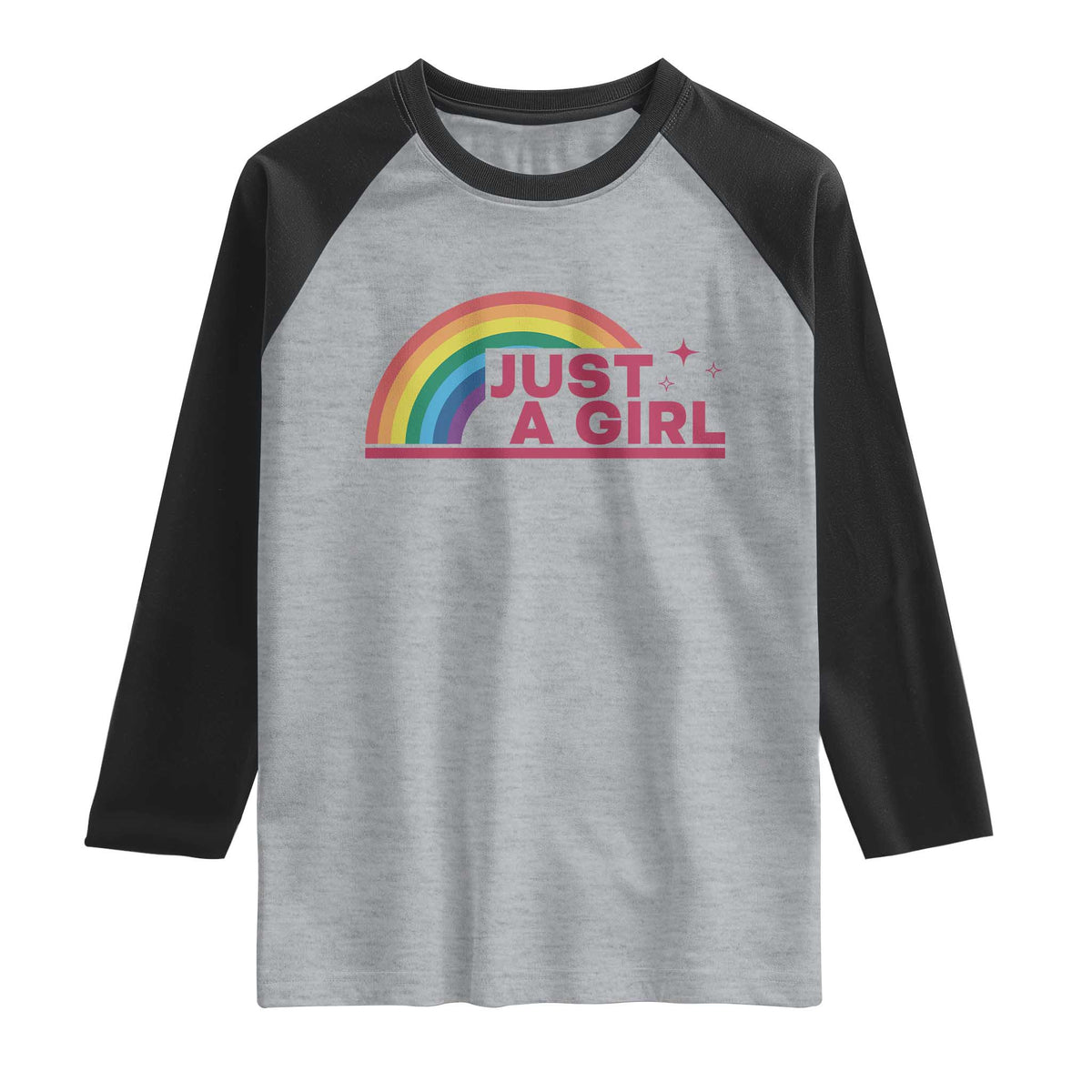 Just A Girl LGBTQ Pride Month Raglan Shirt TS14 Heather Gray Black Print Your Wear