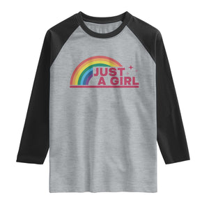 Just A Girl LGBTQ Pride Month Raglan Shirt TS14 Heather Gray Black Print Your Wear